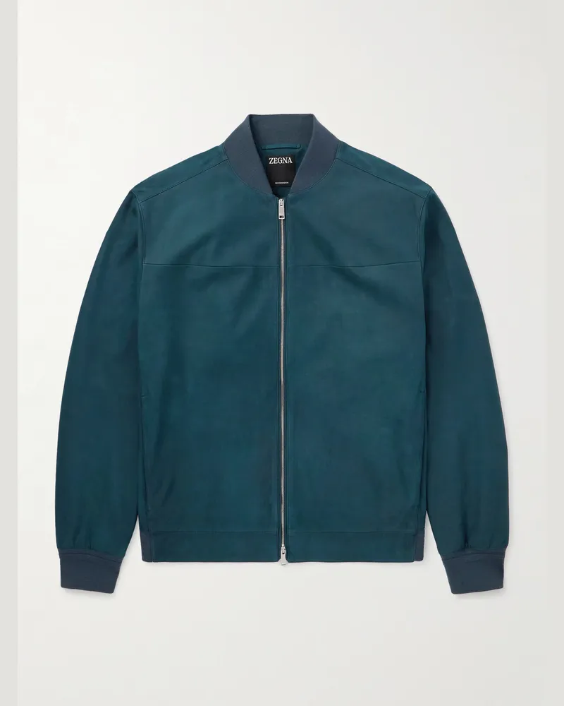 Ermenegildo Zegna Bomberjacke aus Nubukleder Blau