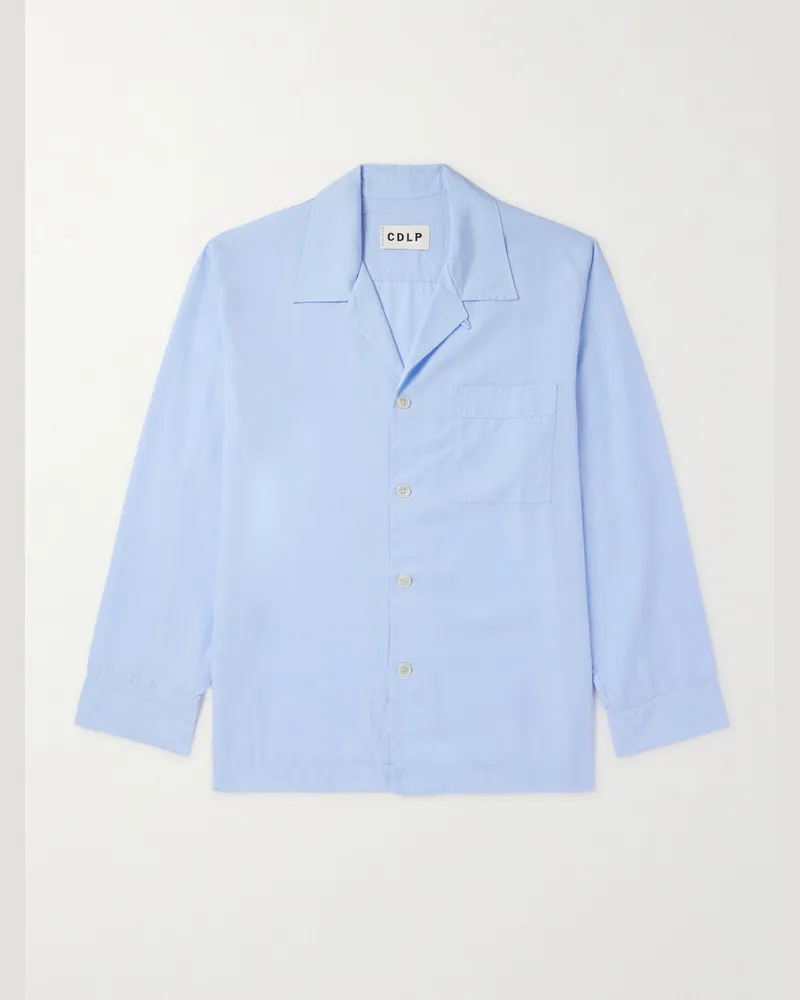 CDLP Camp-Collar Lyocell Pyjama Shirt Blue