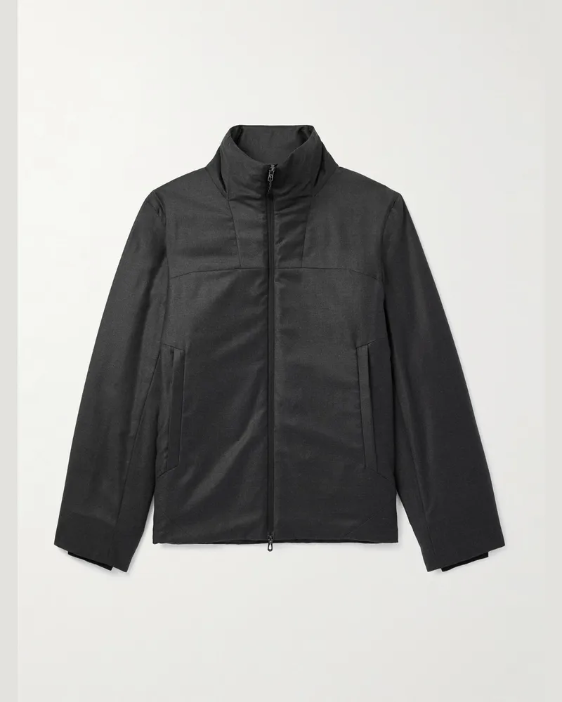 SEASE Wattierte Jacke aus Flanell aus einer Schurwoll-Seidenmischung Schwarz