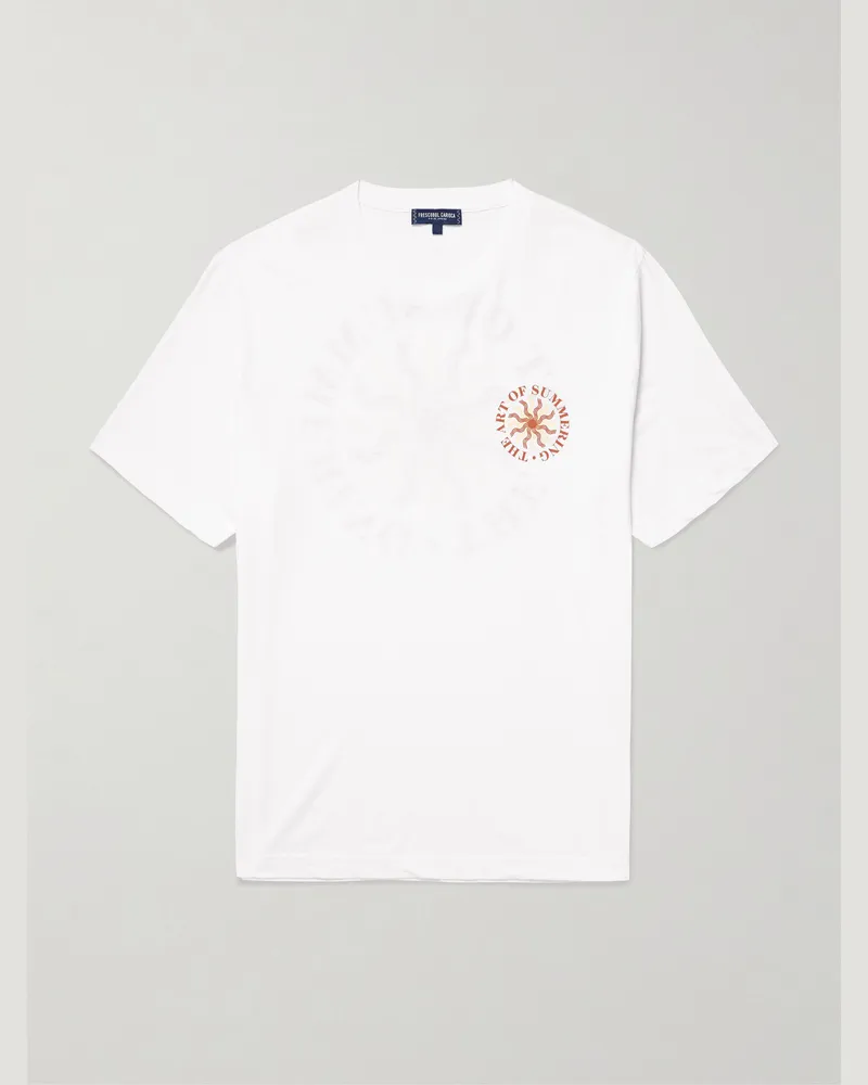 Frescobol Carioca Dinis Clube de Praia T-Shirt aus Jersey aus einer Baumwoll-Leinenmischung mit Print Weiß