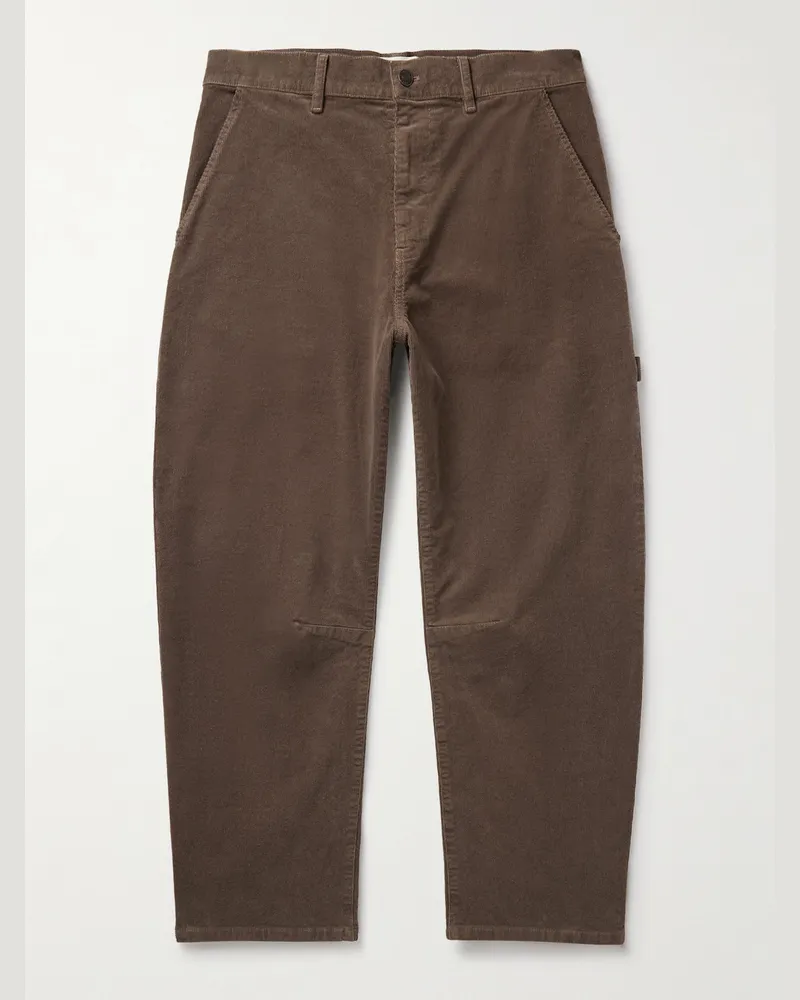 Nili Lotan Carpenter Cropped Straight-Leg Cotton-Blend Corduroy Trousers Brown