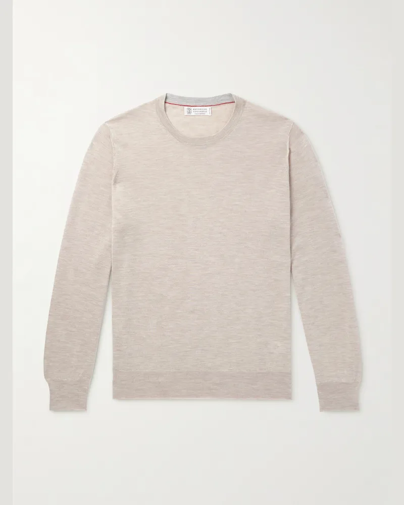 Brunello Cucinelli Pullover aus einer Kaschmir-Seidenmischung Neutral