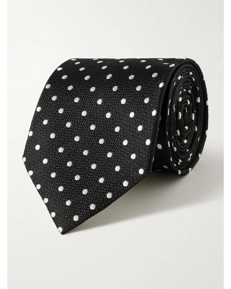 Favourbrook Pickwick Krawatte aus Seiden-Jacquard mit Punkten, 7,5 cm Schwarz