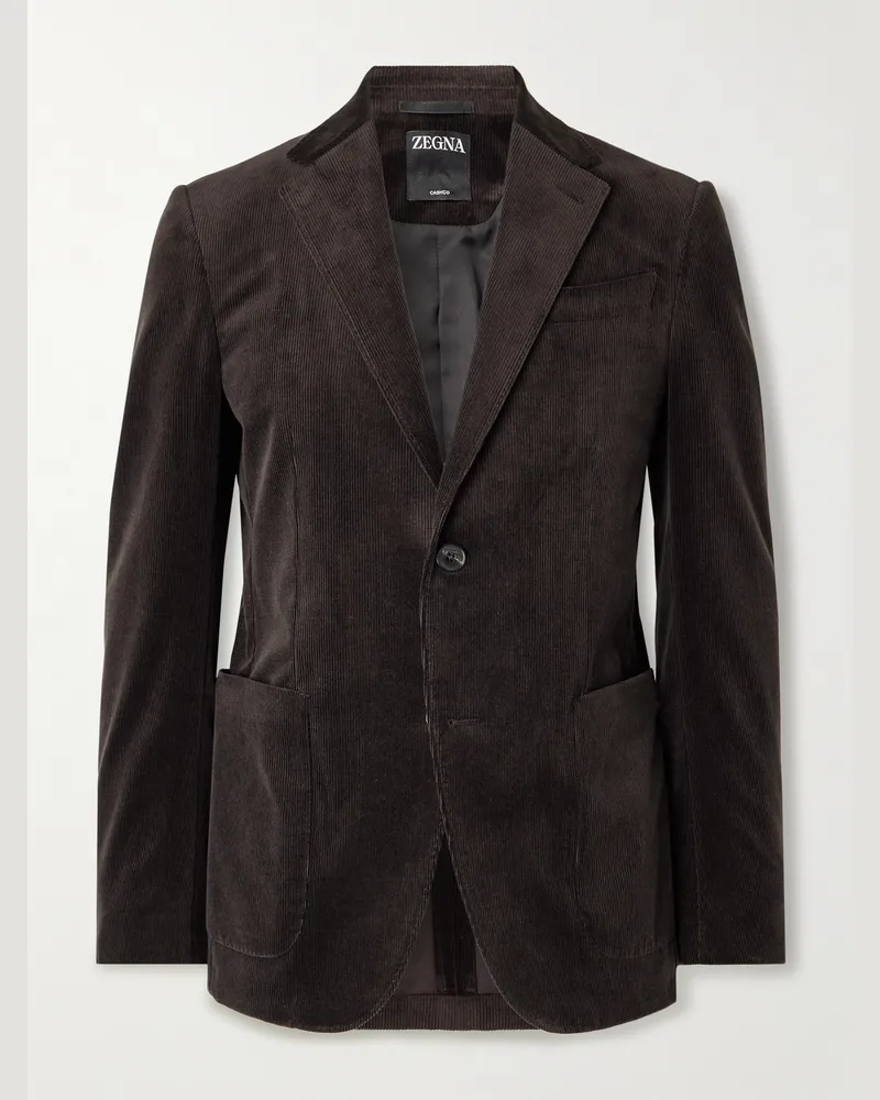 Ermenegildo Zegna Cotton-Blend Corduroy Blazer Brown