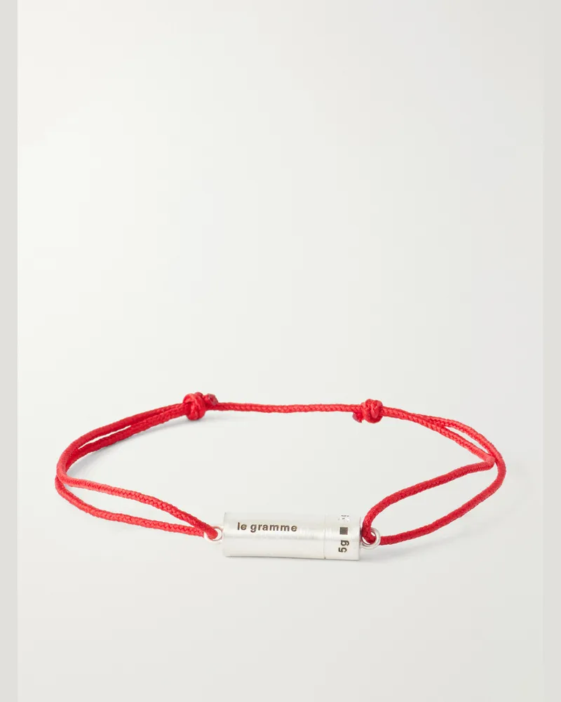 Le Gramme 5G Sterling Silver Woven Bracelet Red