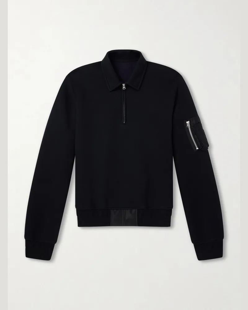Sacai Cotton-Blend Half-Zip Sweater Black