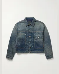 Givenchy Jeansjacke in Distressed-Optik Blau