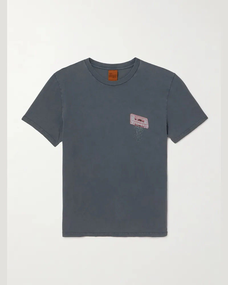 Nudie Jeans Roy Salty Tracks Printed Organic Cotton-Jersey T-Shirt Gray