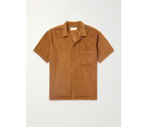 Hemd aus Baumwollcord mit Reverskragen in Stückfärbung