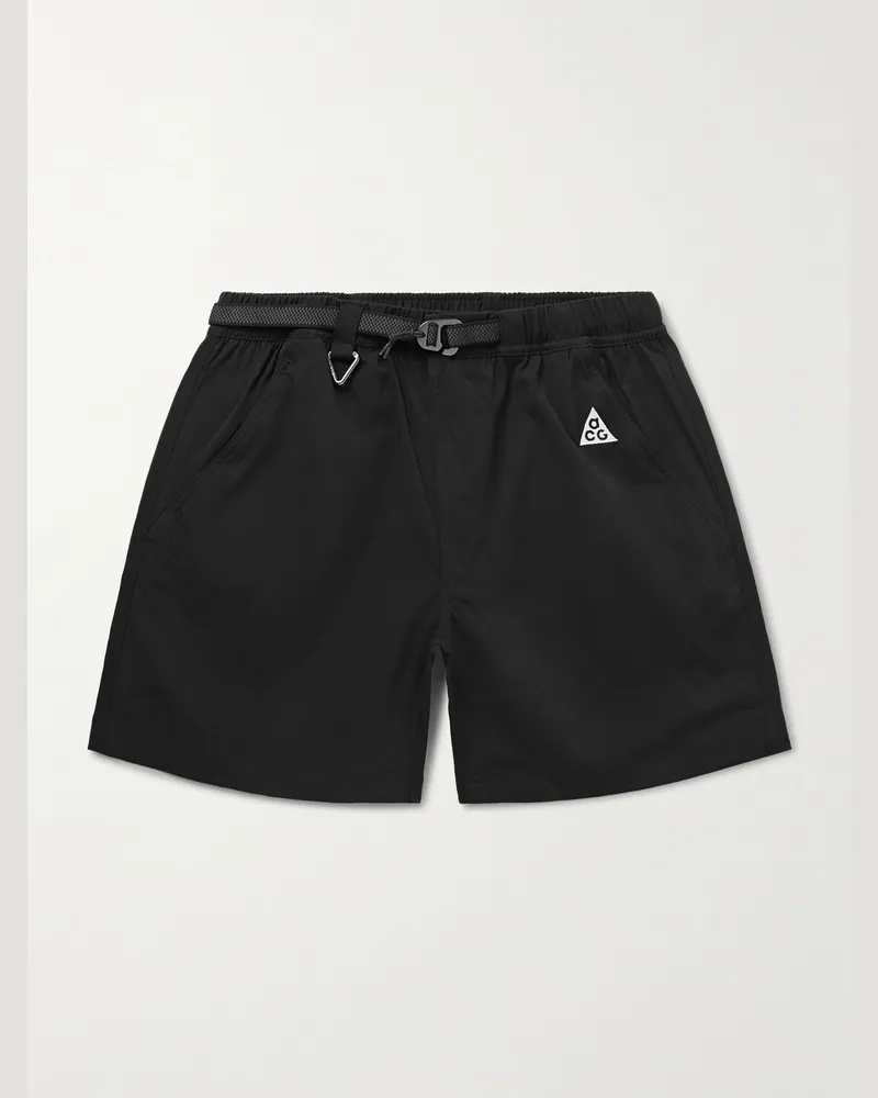 Nike ACG gerade geschnittene Shorts aus Shell mit Logostickerei und Gürtel Schwarz
