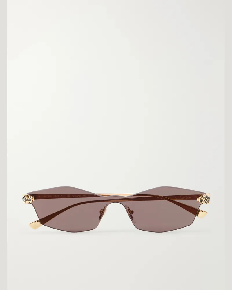 Cartier Panthère de Cartier Square-Frame Gold-Tone Sunglasses Gold
