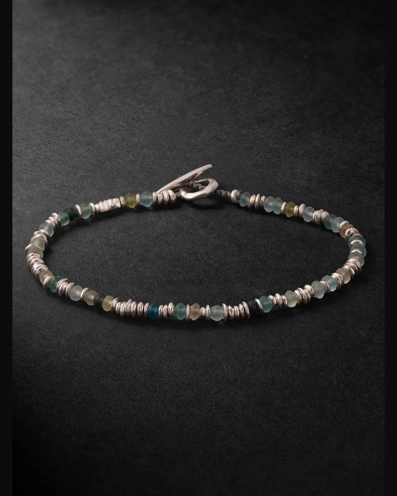 MAOR Pilla Sterling Silver Glass Beaded Bracelet Silver