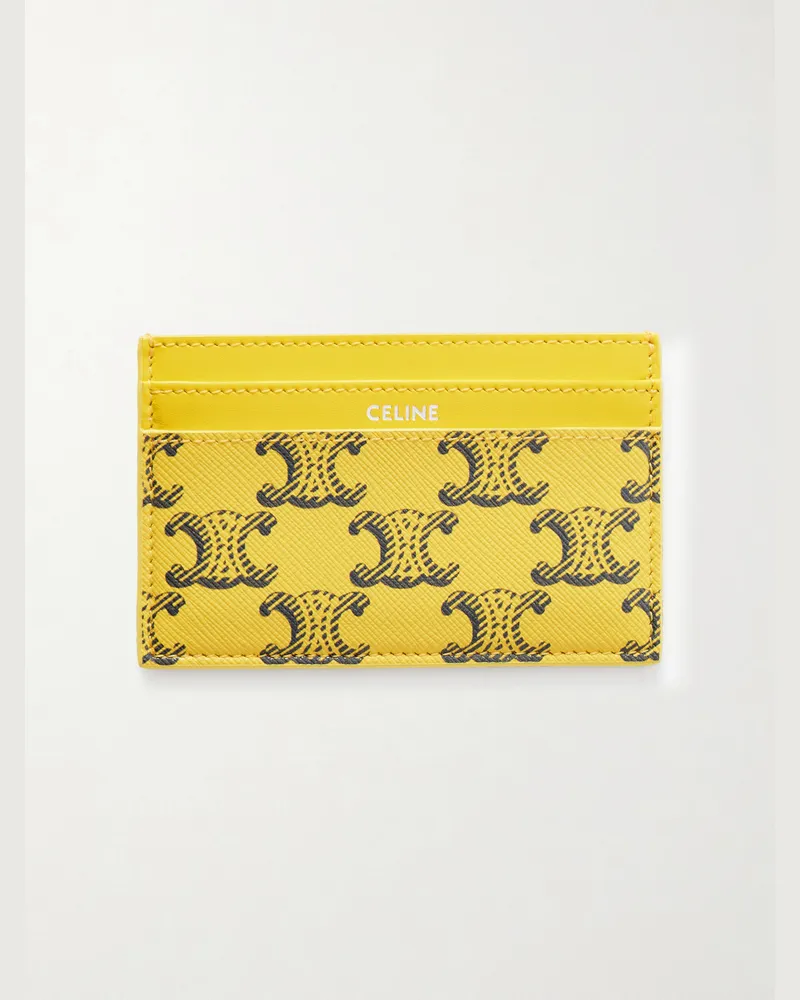 Celine Kartenetui aus Leder und beschichtetem Canvas mit Logomuster Gelb