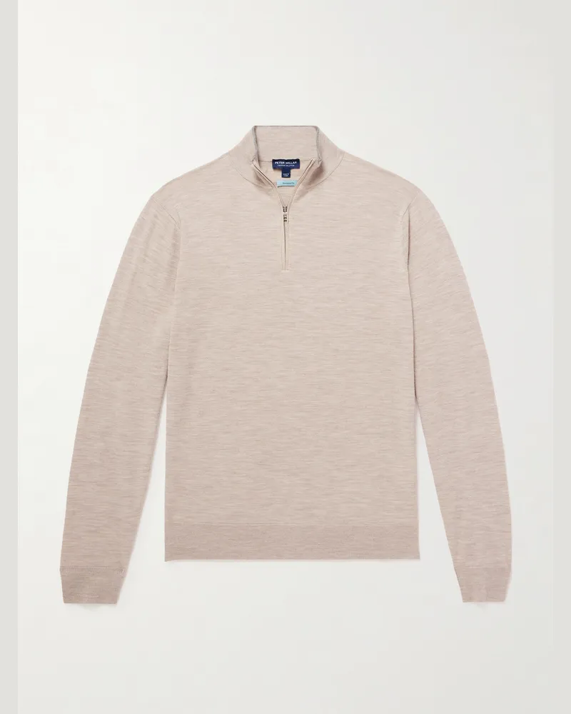 Peter Millar Excursionist Flex Merino Wool-Blend Half-Zip Sweater Neutrals