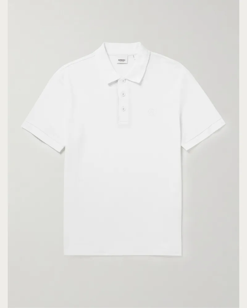Burberry Polohemd aus Baumwoll-Piqué mit Logostickerei Weiß