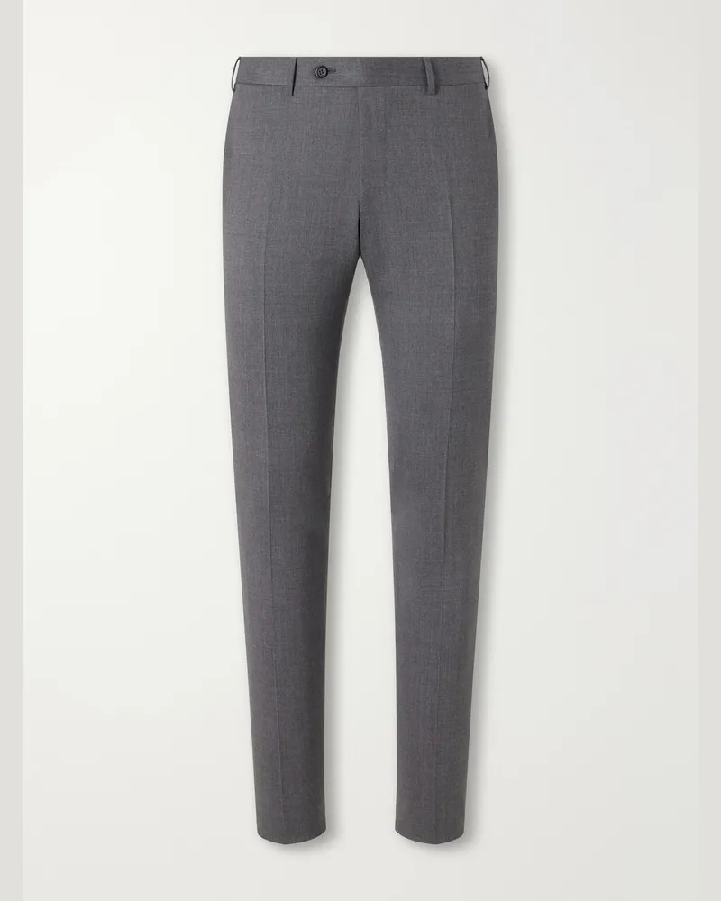 Canali Straight-Leg Wool-Blend Twill Trousers Gray