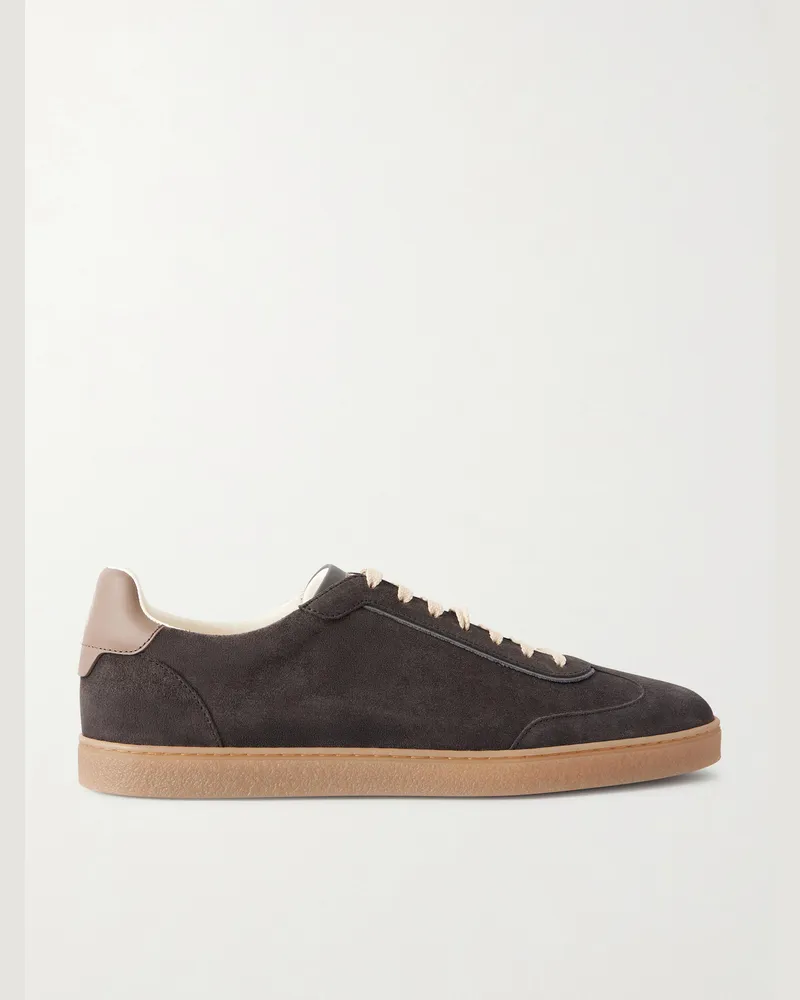 Brunello Cucinelli Coda di Rondine Suede Sneakers Gray
