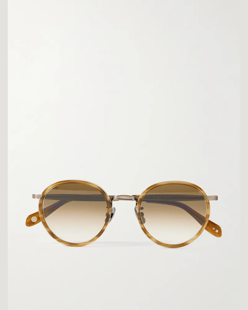 Garrett Leight Wilson X Sun Round-Frame Acetate and Gold-Tone Sunglasses Brown