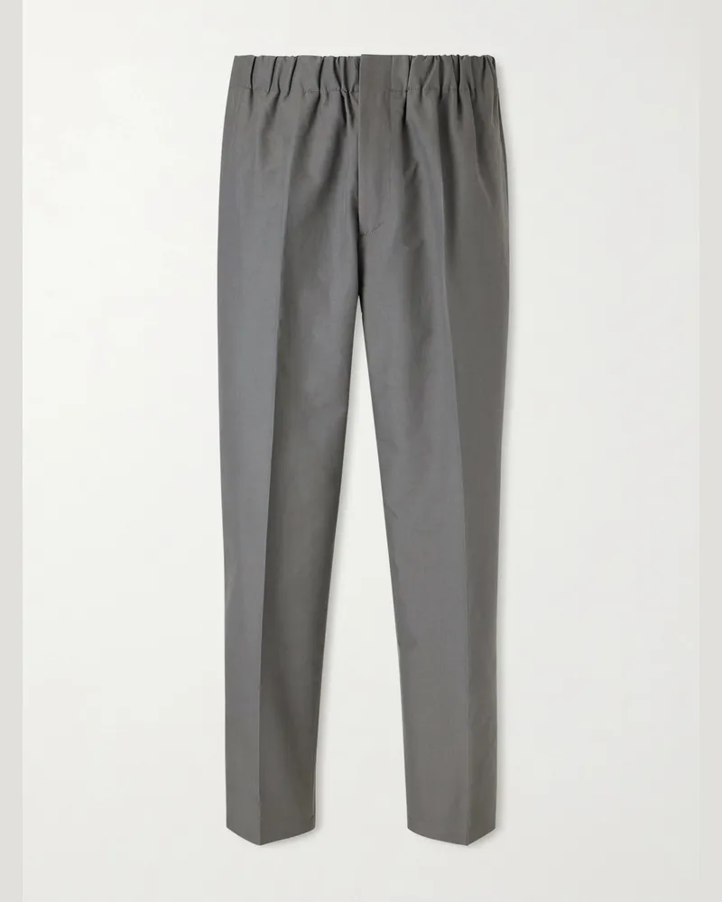Jil Sander Tapered-Leg Cotton Trousers Gray