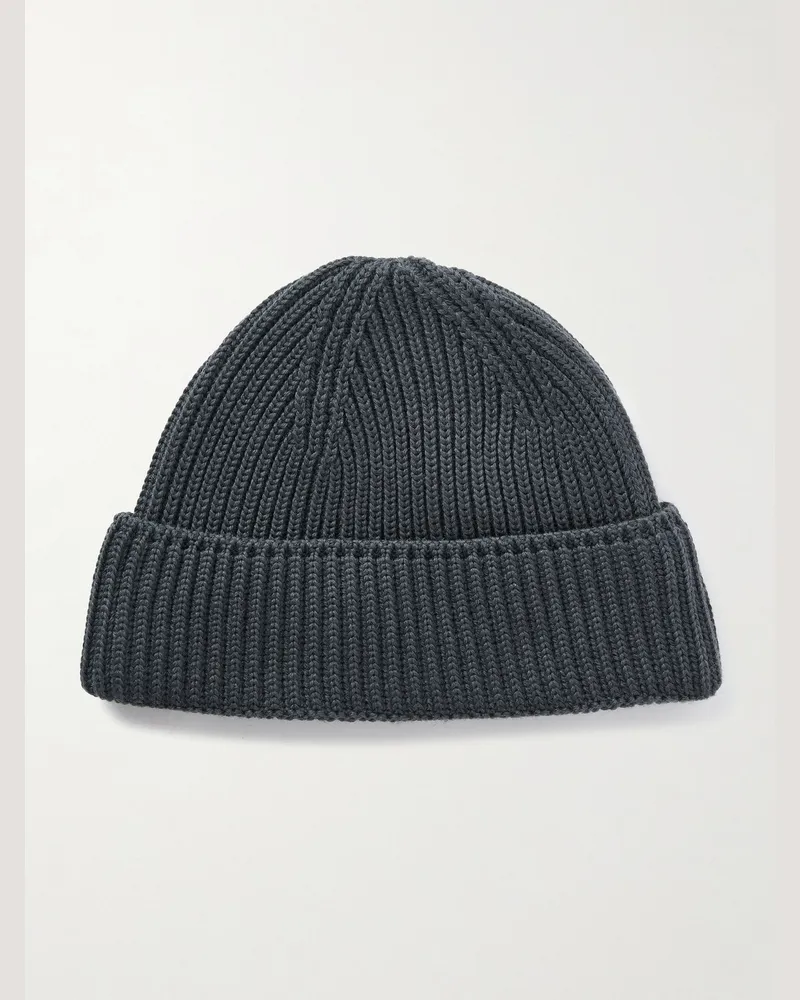 S.N.S Herning Fender Beanie aus Schurwolle in Rippstrick Grau