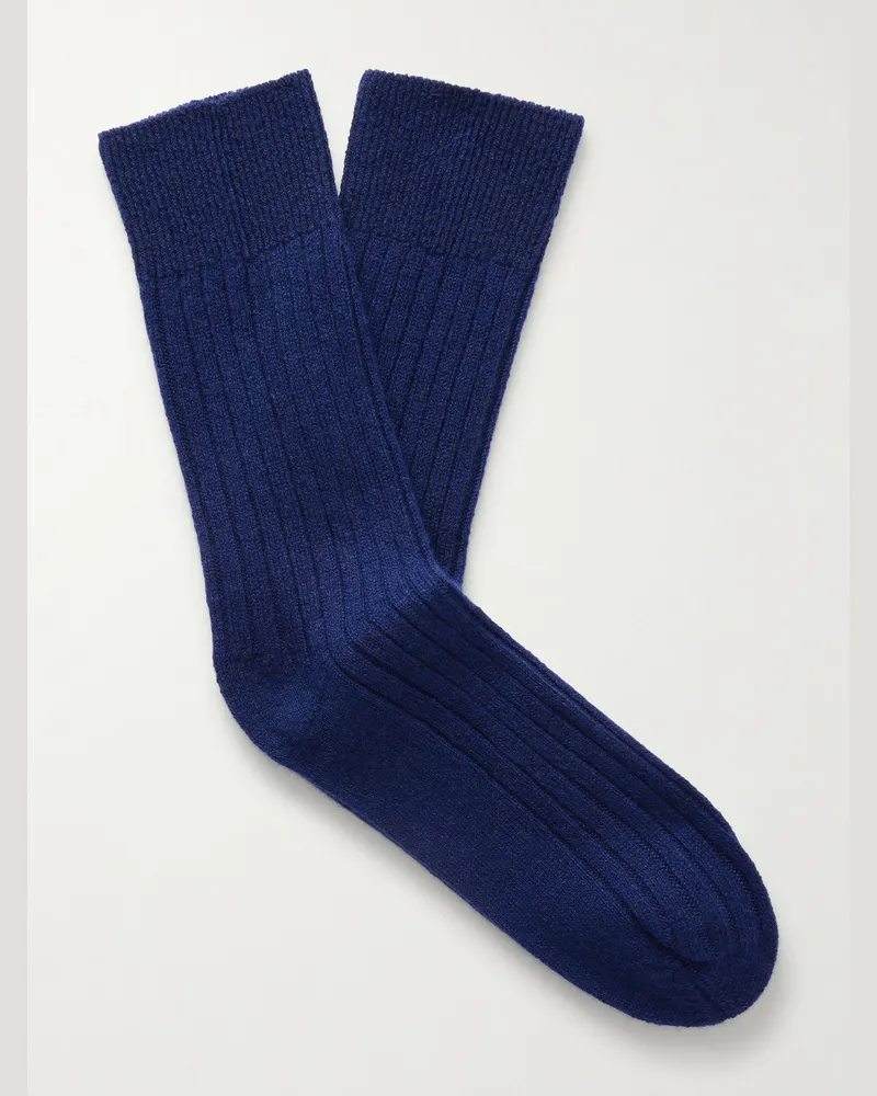 The Elder Statesman Socken aus Kaschmir in Rippstrick Blau
