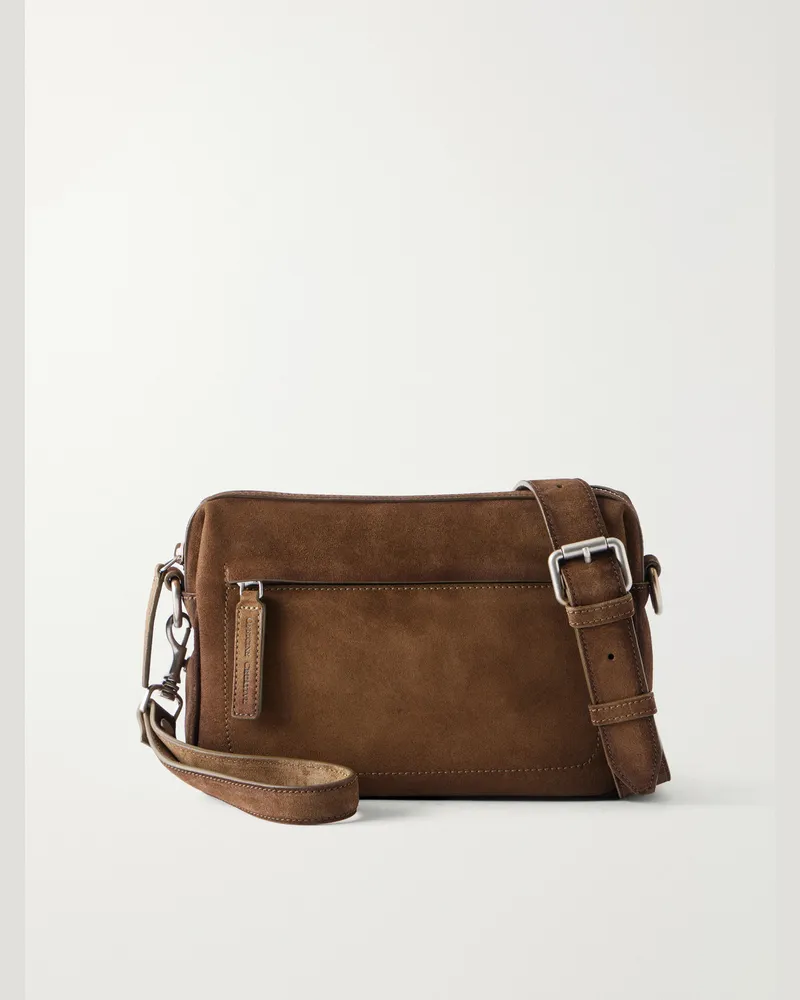 Officine Creative Italia Quentin 25 Suede Messenger Bag Brown