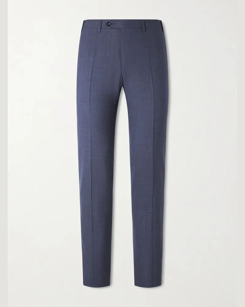 Canali Straight-Leg Super 130s Wool Suit Trousers Blue