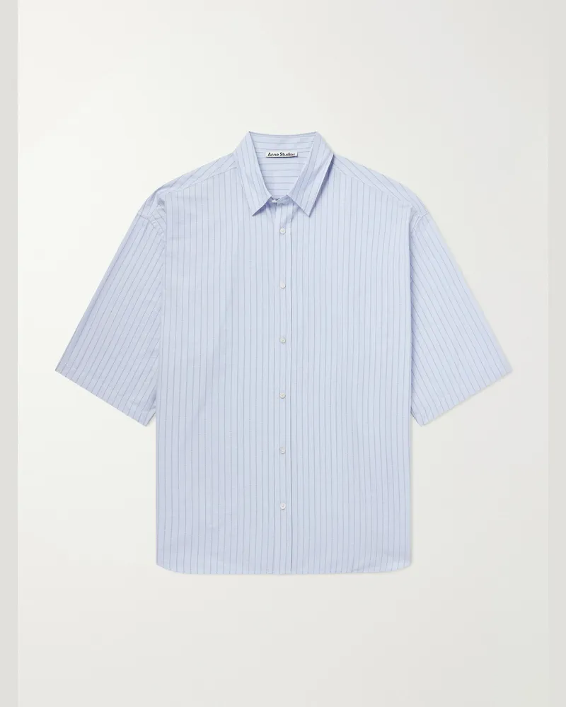 Acne Studios Soffia Striped Cotton-Poplin Shirt Blue
