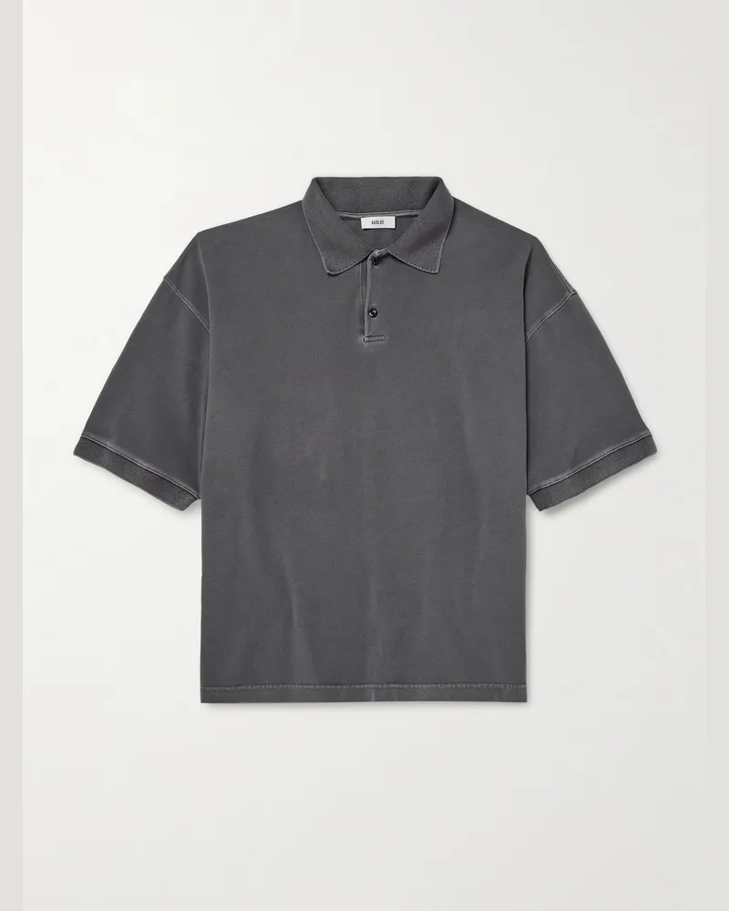 AGOLDE Curren Cotton-Jersey Polo Shirt Gray