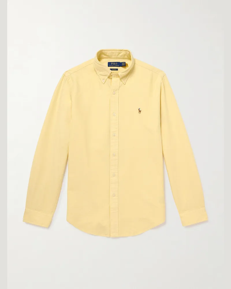Ralph Lauren Hemd aus Baumwolle mit Button-Down-Kragen und Logostickerei Gelb
