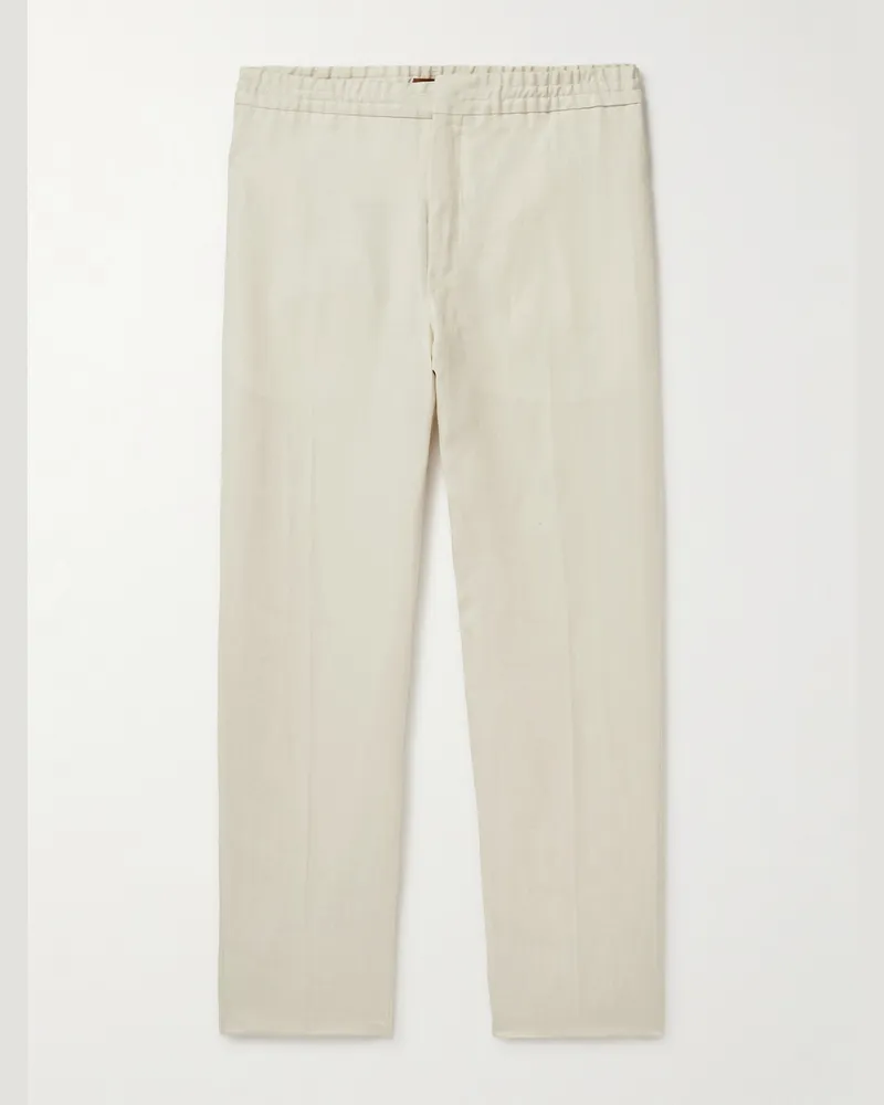 Ermenegildo Zegna Schmal zulaufende Hose aus „Oasi“-Leinen Neutral