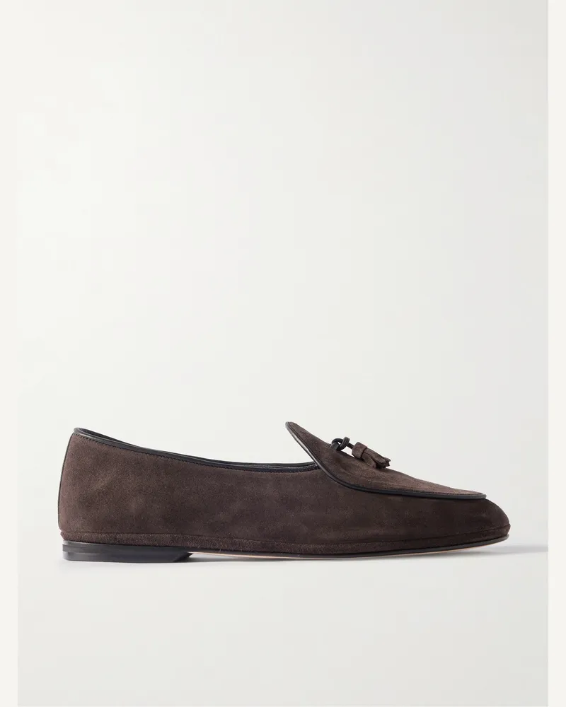 Rubinacci Marphy Loafers aus Veloursleder mit Ledereinfassung und Troddeln Braun