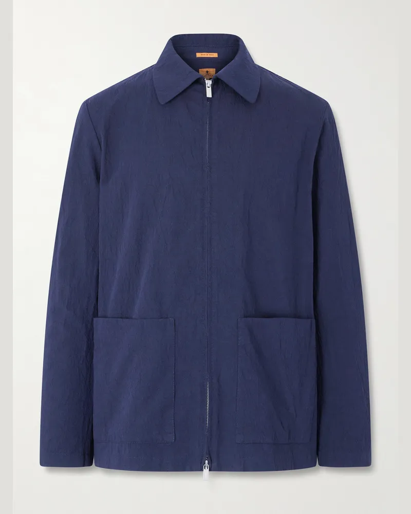BARENA Hemdjacke aus einer Baumwollmischung in Knitteroptik Blau