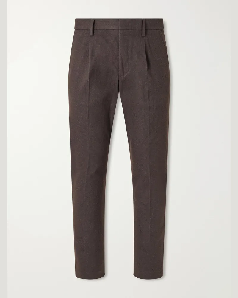 NN 07 Bill 1067 Tapered Pleated Brushed Twill Chinos Brown