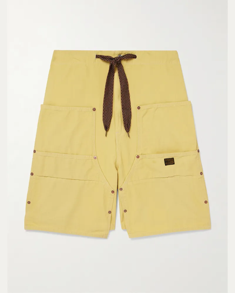 KAPITAL Easy Straight-Leg Cotton-Twill Drawstring Shorts Yellow