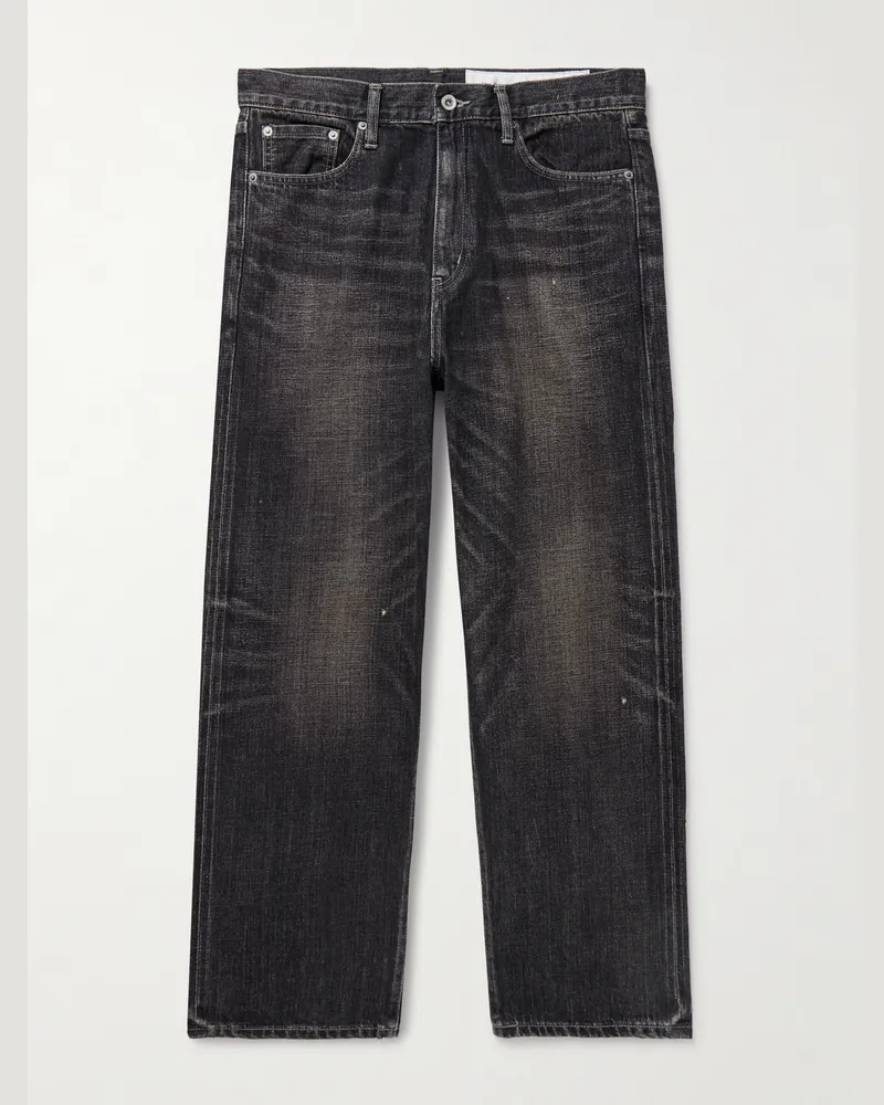 Neighborhood DP Basic gerade geschnittene Jeans aus Selvedge Denim Schwarz