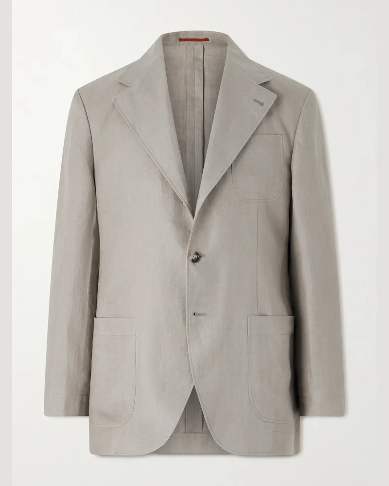 Brunello Cucinelli Linen-Twill Suit Jacket Green