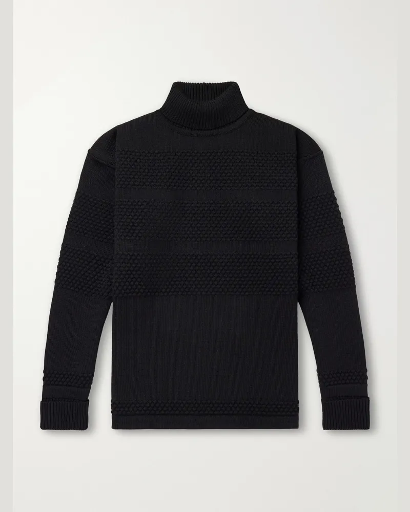 S.N.S Herning Textured Virgin Wool Rollneck Sweater Black