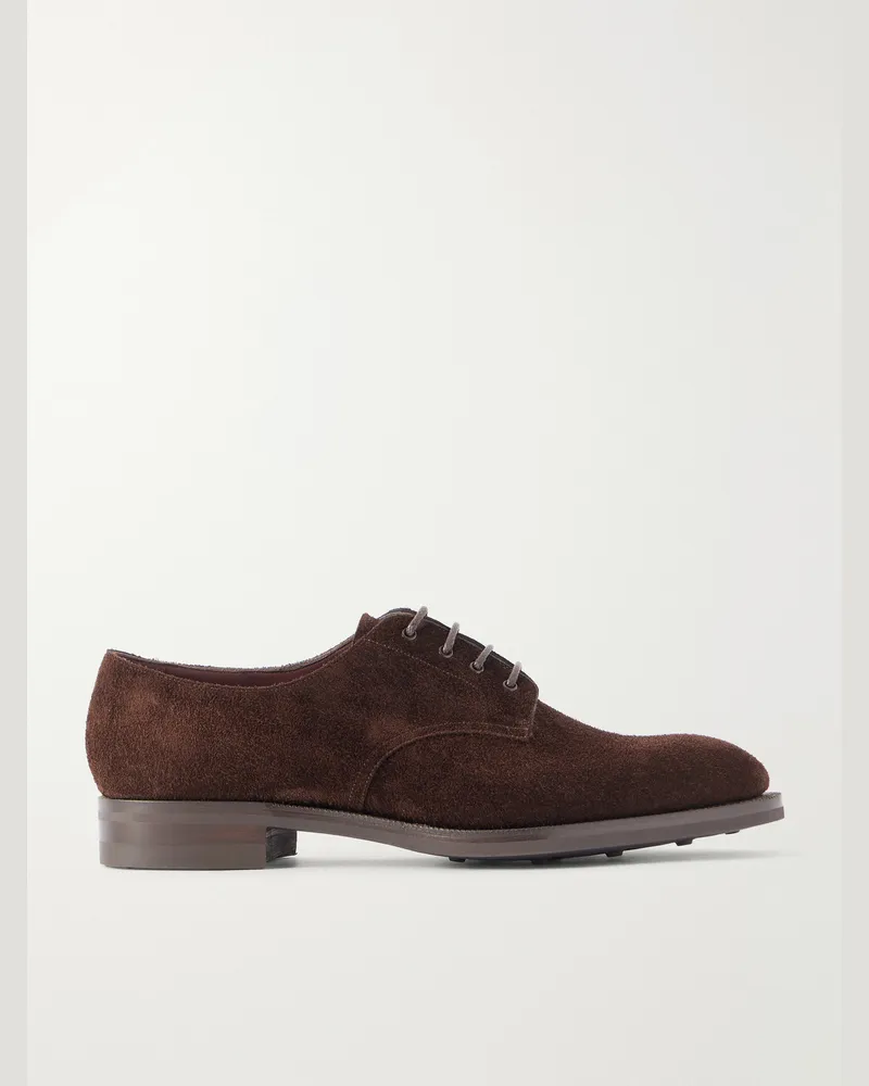 Edward Green Leith Suede Derby Shoes Brown
