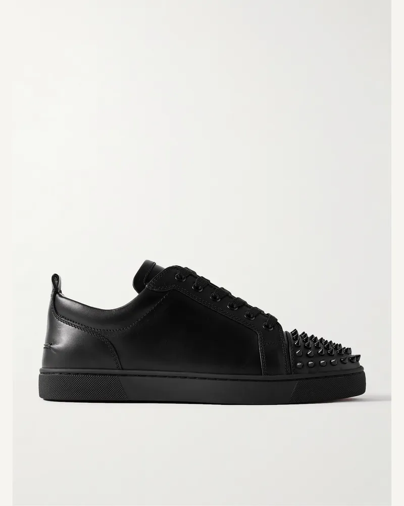 Christian Louboutin Louis Junior Sneakers aus Leder mit Querkappe und Stachelnieten Schwarz