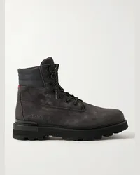 Moncler Peka Trek Wanderstiefel aus Veloursleder mit Nylon-Besatz Grau