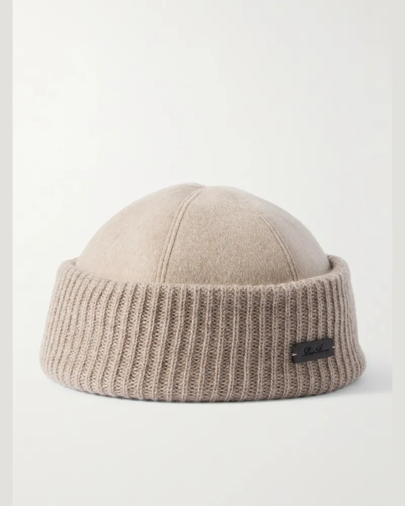 Loro Piana Beanie aus Storm-System®-Kaschmir mit Logoapplikation Grau