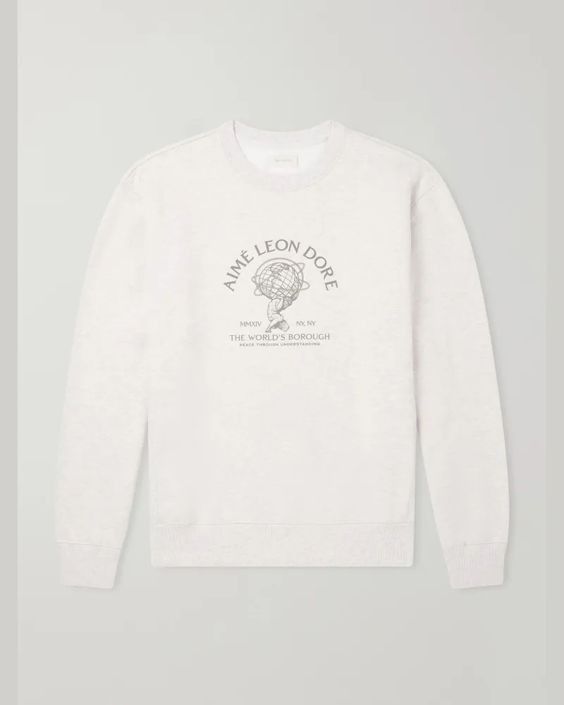Aimé Leon Dore Atlas Logo-Print Cotton-Jersey Sweater White