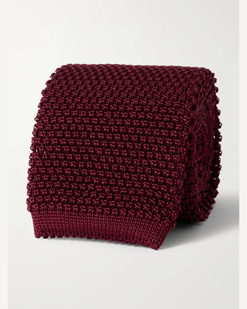 Brunello Cucinelli Krawatte aus Seidenstrick, 6 cm Burgunder