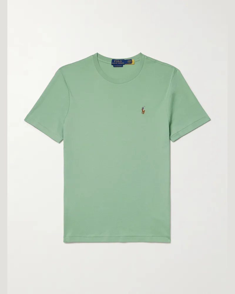 Ralph Lauren Logo-Embroidered Cotton-Jersey T-Shirt Green