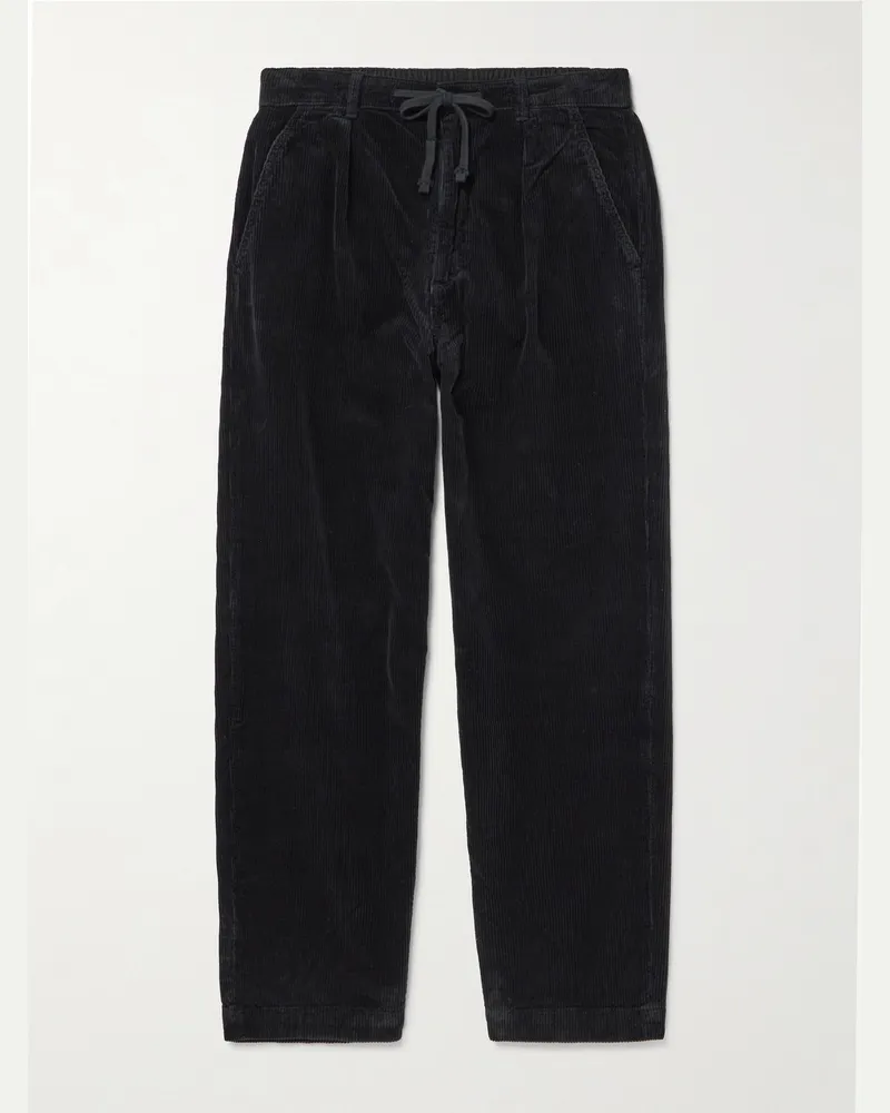 Ralph Lauren Easy gerade geschnittene Hose aus Baumwollcord mit Kordelzugbund Schwarz