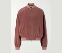 Ribbed Knit-Trimmed Silk-Poplin Blouson Jacket