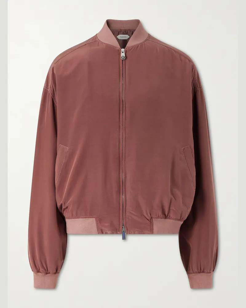 Versace Ribbed Knit-Trimmed Silk-Poplin Blouson Jacket Purple