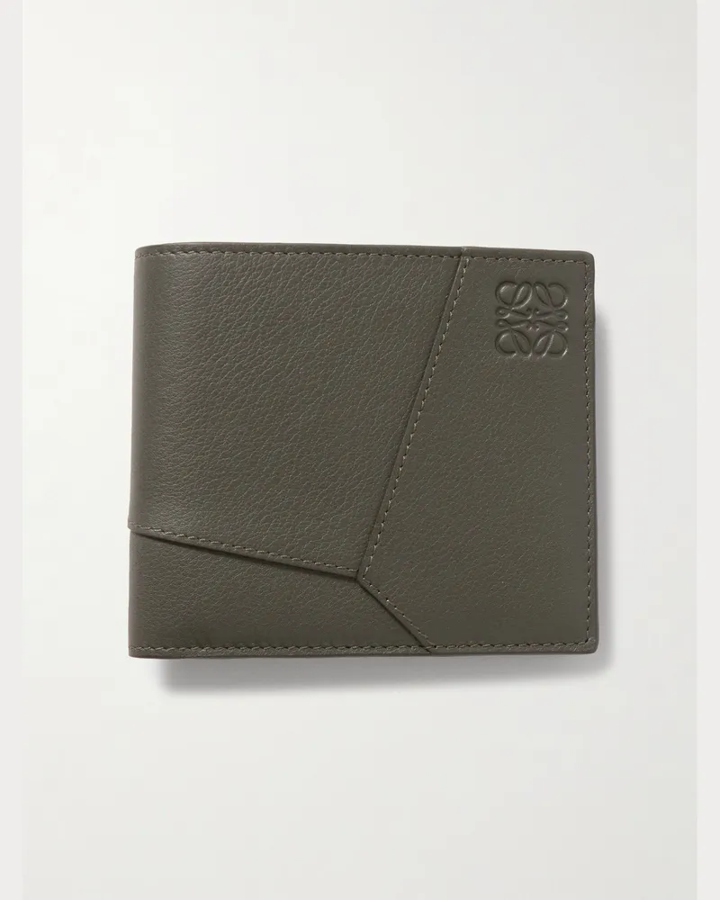 Loewe Puzzle Logo-Embossed Leather Billfold Wallet Green