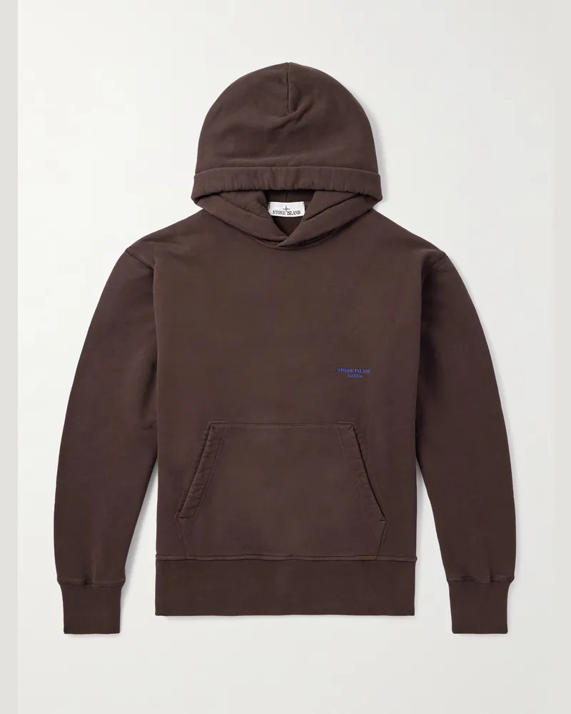 Stone Island Marina Hoodie aus Biobaumwoll-Jersey mit Logostickerei Braun